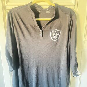 Raiders Antigua Women's Roll Sleeve Henley Blouse Shirt XL
